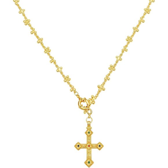 Trendy Adjustable Gold Cross Necklace with Zirconia - Perfect for Every Style - Picture 1 of 7